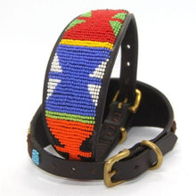 Load image into Gallery viewer, Whippet beaded leather Dog Collars - Neck size 11"-13" (28-34cm) 2" (5cm) wide - Click to select colour