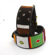 Load image into Gallery viewer, Whippet beaded leather Dog Collars - Neck size 11"-13" (28-34cm) 2" (5cm) wide - Click to select colour