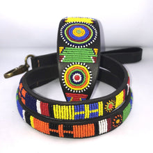 Load image into Gallery viewer, Whippet beaded leather Dog Collars - Neck size 11"-13" (28-34cm) 2" (5cm) wide - Click to select colour