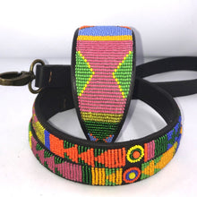 Load image into Gallery viewer, Whippet beaded leather Dog Collars - Neck size 11"-13" (28-34cm) 2" (5cm) wide - Click to select colour