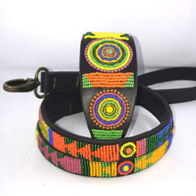 Load image into Gallery viewer, Whippet beaded leather Dog Collars - Neck size 11"-13" (28-34cm) 2" (5cm) wide - Click to select colour