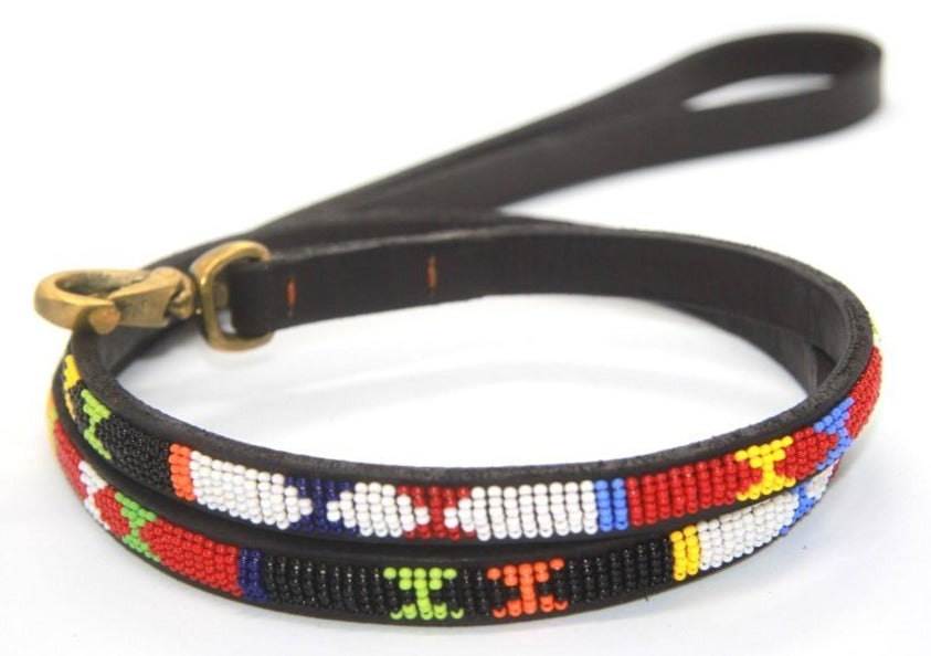 Toy & Small beaded leather Dog Leads - 1/2