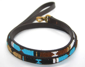 Toy & Small beaded leather Dog Leads - 1/2" (1.5cm) wide - 44" (112cm) long - Click to select colour