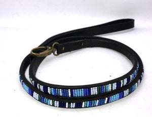 Toy & Small beaded leather Dog Leads - 1/2" (1.5cm) wide - 44" (112cm) long - Click to select colour