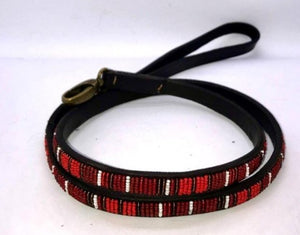 Toy & Small beaded leather Dog Leads - 1/2" (1.5cm) wide - 44" (112cm) long - Click to select colour