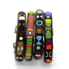 Load image into Gallery viewer, Puppy/Toy Dog beaded leather collars - Neck size 9&quot;-11&quot; (23-29cm) 1/2&quot; (1.5cm) wide - Click to select colour