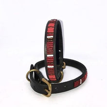 Load image into Gallery viewer, Small breed beaded leather Dog Collars - Neck size 11&quot;-13&quot; (28-34cm) 1/2&quot; (1.5cm) wide - Click to select colour