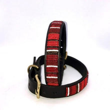 Load image into Gallery viewer, Small breed (long) beaded leather Dog Collars - Neck size 12&quot;-14&quot; (30-36cm) 3/4&quot; (2cm) wide - Click to select colour