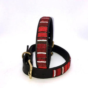 Small breed (wide) beaded leather Dog Collars - Neck size 11"-13" (28-33cm) 3/4" (2cm) wide - Click to select colour