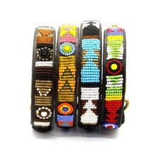 Load image into Gallery viewer, Small breed (long) beaded leather Dog Collars - Neck size 12&quot;-14&quot; (30-36cm) 3/4&quot; (2cm) wide - Click to select colour