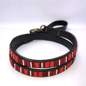 Medium & Large breed beaded leather Dog Leads - 3/4" (2cm) wide - 44" (112cm) Long - Click to select colour