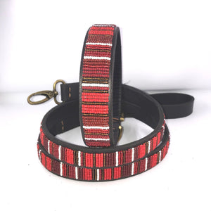 Large breed (wide) beaded leather Dog Collars - Neck size 18"-20" (46-51cm) 1" (3cm) wide - Click to select colours