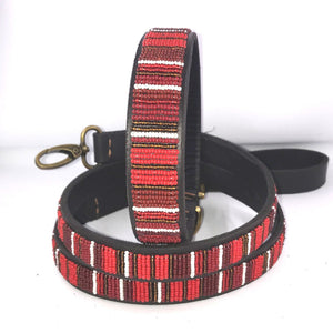 XL/Mountain breeds beaded leather Dog Collars - Neck size 21"-23" (53-59cm) 1" (3cm) wide - Click to select colour