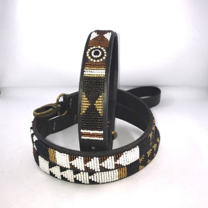 Medium breed (wide) beaded leather Dog Collars - Neck size 15"-17" (38-44cm)  1" (3cm) wide - Click to select colour