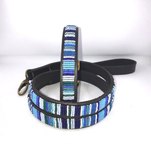 Small breed (wide) beaded leather Dog Collars - Neck size 11"-13" (28-33cm) 3/4" (2cm) wide - Click to select colour