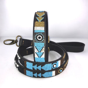 Large breed (wide) beaded leather Dog Collars - Neck size 18"-20" (46-51cm) 1" (3cm) wide - Click to select colours