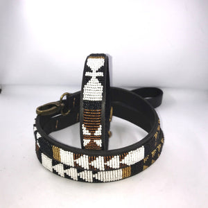 Large breed beaded leather Dog Collars - Neck size 18"-20" (46-51cm) 3/4" (2cm) wide - Click to select colour