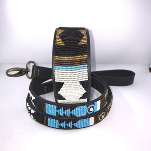 Lurcher beaded leather Dog Collars - Neck size 13"-15" (33-39cm) 2" (5cm) wide - Click to select colour