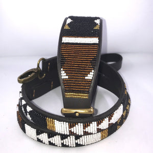 Large (Extra-wide) beaded leather Dog Collars - Neck size 18"-20" (46-51cm) 2" (5cm) extra-wide - Click to select colour