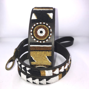 Large (Extra-wide) beaded leather Dog Collars - Neck size 18"-20" (46-51cm) 2" (5cm) extra-wide - Click to select colour