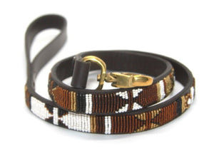 Medium & Large breed beaded leather Dog Leads - 3/4" (2cm) wide - 44" (112cm) Long - Click to select colour