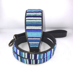 Greyhound beaded leather Dog Collars - Neck size 15"-17" (38-44cm) 2" (5cm) wide - Click to select colour