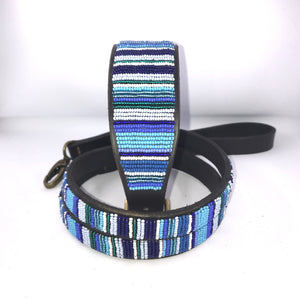 Large (Extra-wide) beaded leather Dog Collars - Neck size 18"-20" (46-51cm) 2" (5cm) extra-wide - Click to select colour