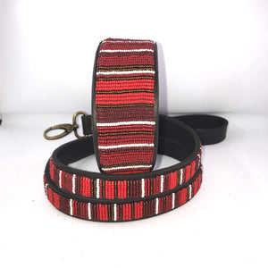 Large (Extra-wide) beaded leather Dog Collars - Neck size 18"-20" (46-51cm) 2" (5cm) extra-wide - Click to select colour