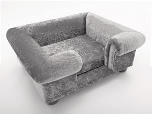 Small Buckingham bed in Silver crushed velvet - New