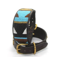 Load image into Gallery viewer, Greyhound beaded leather Dog Collars - Neck size 15"-17" (38-44cm) 2" (5cm) wide - Click to select colour Scott's of London
