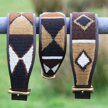 Load image into Gallery viewer, Greyhound beaded leather Dog Collars - Neck size 15"-17" (38-44cm) 2" (5cm) wide - Click to select colour Scott's of London