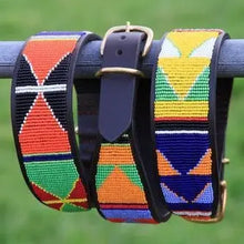 Load image into Gallery viewer, Greyhound beaded leather Dog Collars - Neck size 15"-17" (38-44cm) 2" (5cm) wide - Click to select colour Scott's of London