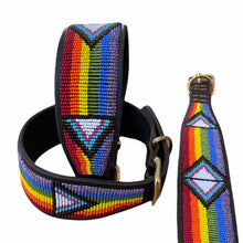 Load image into Gallery viewer, Greyhound beaded leather Dog Collars - Neck size 15"-17" (38-44cm) 2" (5cm) wide - Click to select colour Scott's of London