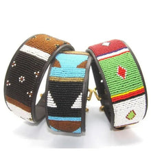 Load image into Gallery viewer, Greyhound beaded leather Dog Collars - Neck size 15"-17" (38-44cm) 2" (5cm) wide - Click to select colour Scott's of London