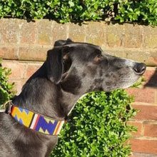 Load image into Gallery viewer, Greyhound beaded leather Dog Collars - Neck size 15"-17" (38-44cm) 2" (5cm) wide - Click to select colour Scott's of London