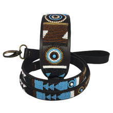 Load image into Gallery viewer, Greyhound beaded leather Dog Collars - Neck size 15"-17" (38-44cm) 2" (5cm) wide - Click to select colour Scott's of London