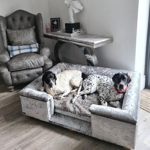 Small Windsor bed in Silver Crushed velvet - Ex-Display