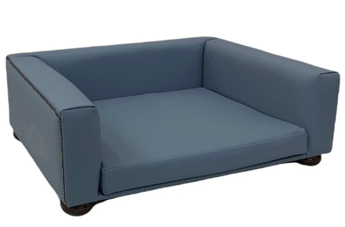 Medium Chelsea bed in Blue Real Leather - New