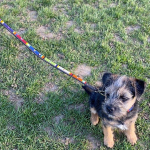 Toy & Small beaded leather Dog Leads - 1/2" (1.5cm) wide - 44" (112cm) long - Click to select colour