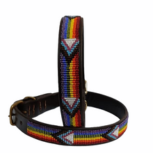 Load image into Gallery viewer, Large breed (wide) beaded leather Dog Collars - Neck size 18&quot;-20&quot; (46-51cm) 1&quot; (3cm) wide - Click to select colours