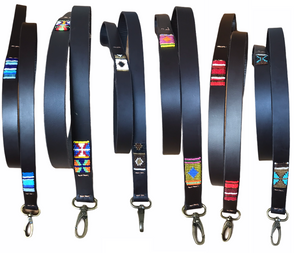 Partially Beaded leather Toy & Small Dog Leads - 1/2" (1.5cm) wide - 44" (112cm) long