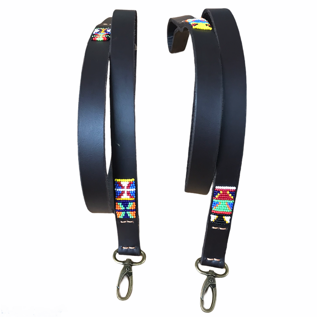 Partially Beaded leather Medium & large breeds Dog Leads - 3/4