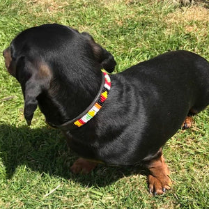 Puppy/Toy Dog beaded leather collars - Neck size 9"-11" (23-29cm) 1/2" (1.5cm) wide - Click to select colour