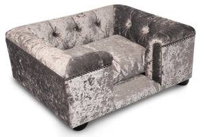 Toy Sandringham bed in Silver crushed velvet - New
