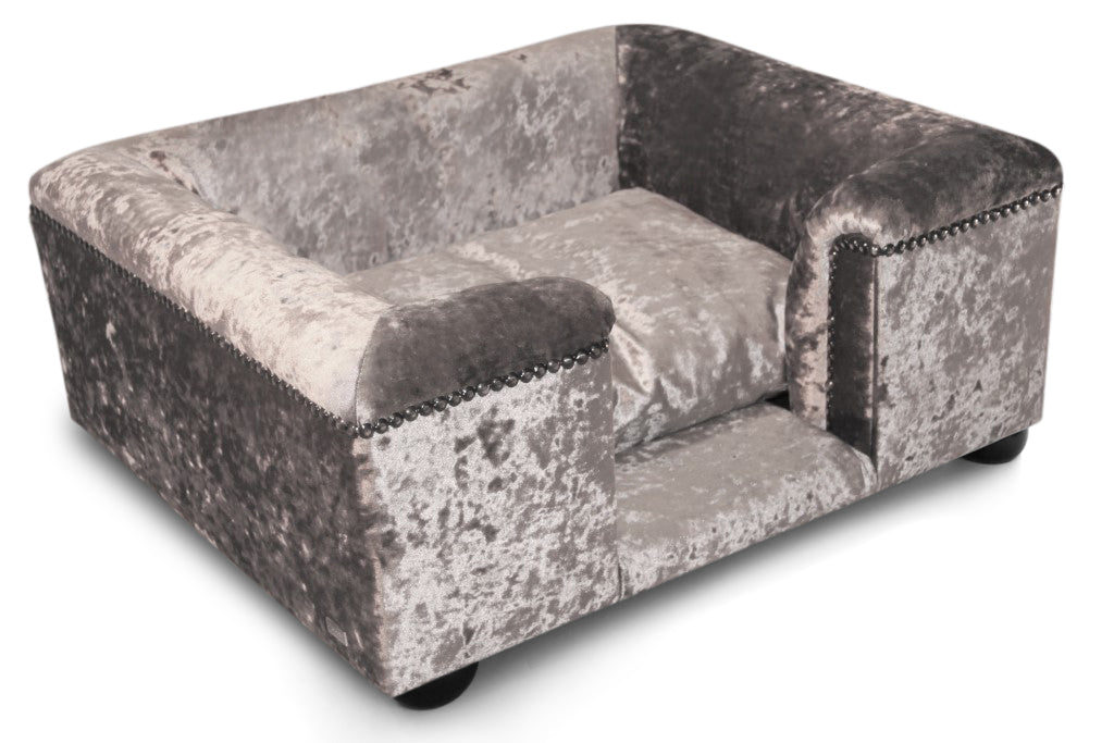 Small Windsor bed in Silver Crushed velvet - Ex-Display