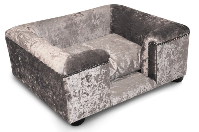 Medium Windsor bed in Silver Crushed velvet - New