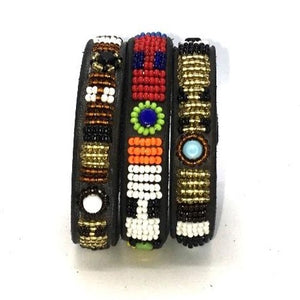 Beaded leather wrist bands