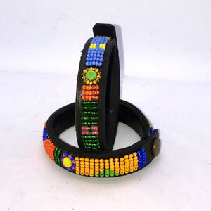 Beaded leather wrist bands