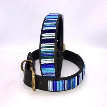 Load image into Gallery viewer, Large breed (wide) beaded leather Dog Collars - Neck size 18"-20" (46-51cm) 1" (3cm) wide - Click to select colours Scott's of London
