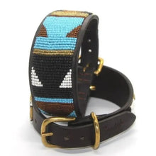 Load image into Gallery viewer, Lurcher beaded leather Dog Collars - Neck size 13"-15" (33-39cm) 2" (5cm) wide - Click to select colour Scott's of London